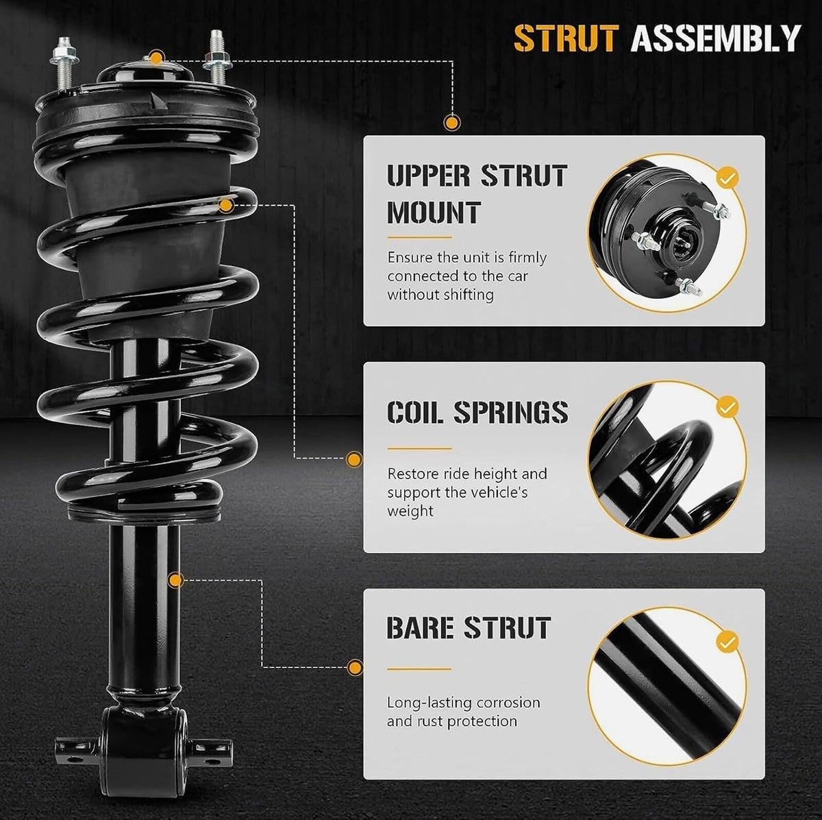 ya 10 9.16 baidi 1 Pair Front Loaded Quick shock Struts Magnetic Ride for 15-20 for Cadillac for Escalade