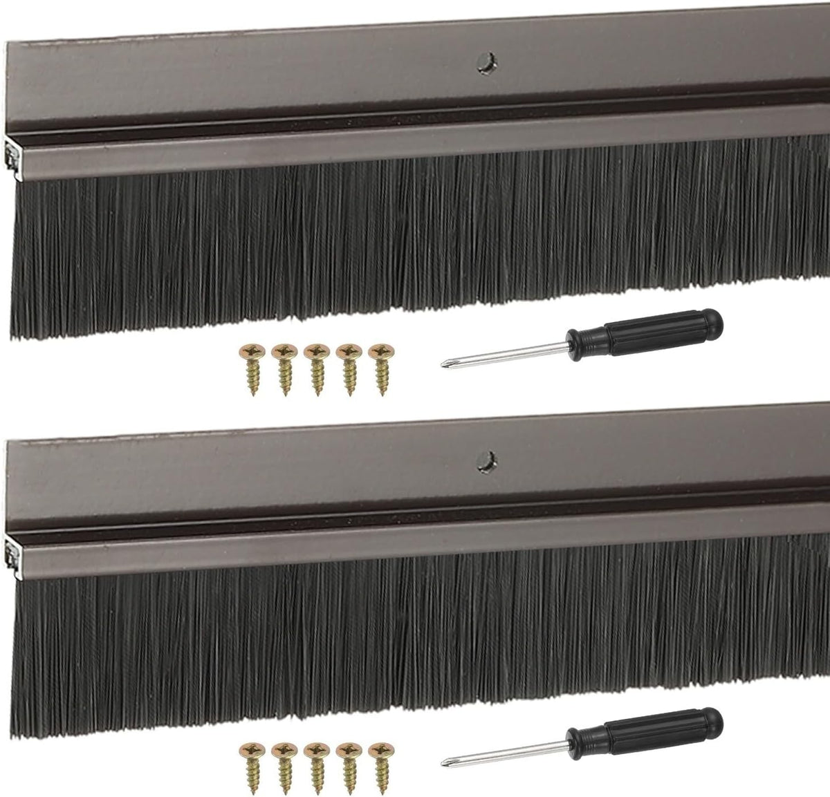 ya 26 10.21 baidi Door Sweep Brush Sweeps 2 Black PP Brush 39L x 3W -H-Shape(2 Pcs, Brown)