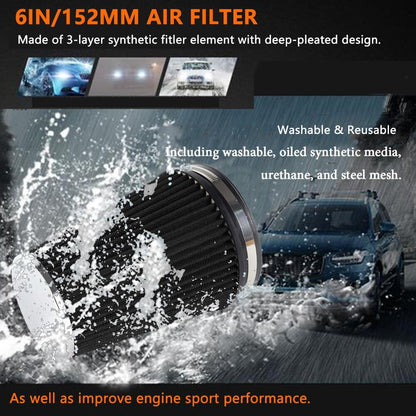 ya 13 9.15 baidi Black 6 152mm Inlet Truck Air Intake Cone Replacement Dry Air Filter 9 Tall