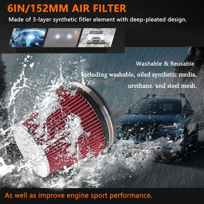 ya 13 9.15 baidi RED 6 152mm Inlet Air Filter Truck Air Intake Cone Replacement Dry 6 Tall