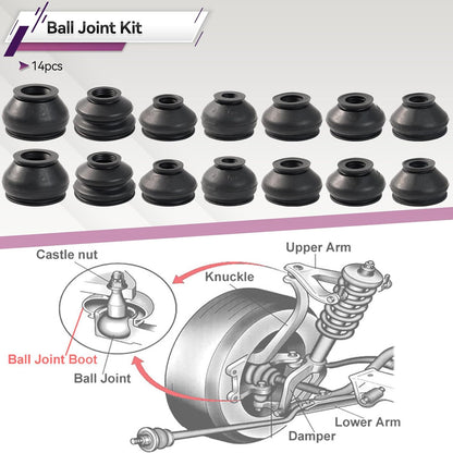 ya 9 10.24 7SizeX2 Ball Joint Boot Suspension Steering Dust-Cover Track Tie Rod Linkage Kit