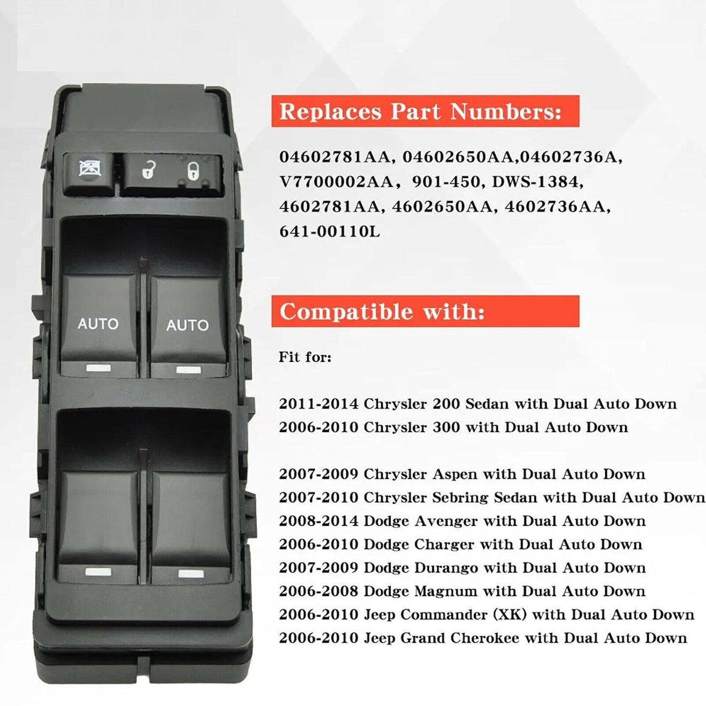 ya 6 8.24 baidi Left Driver Side Master Power Window Switch Fits for Chrysler for Dodge for Jeep 4602781AA
