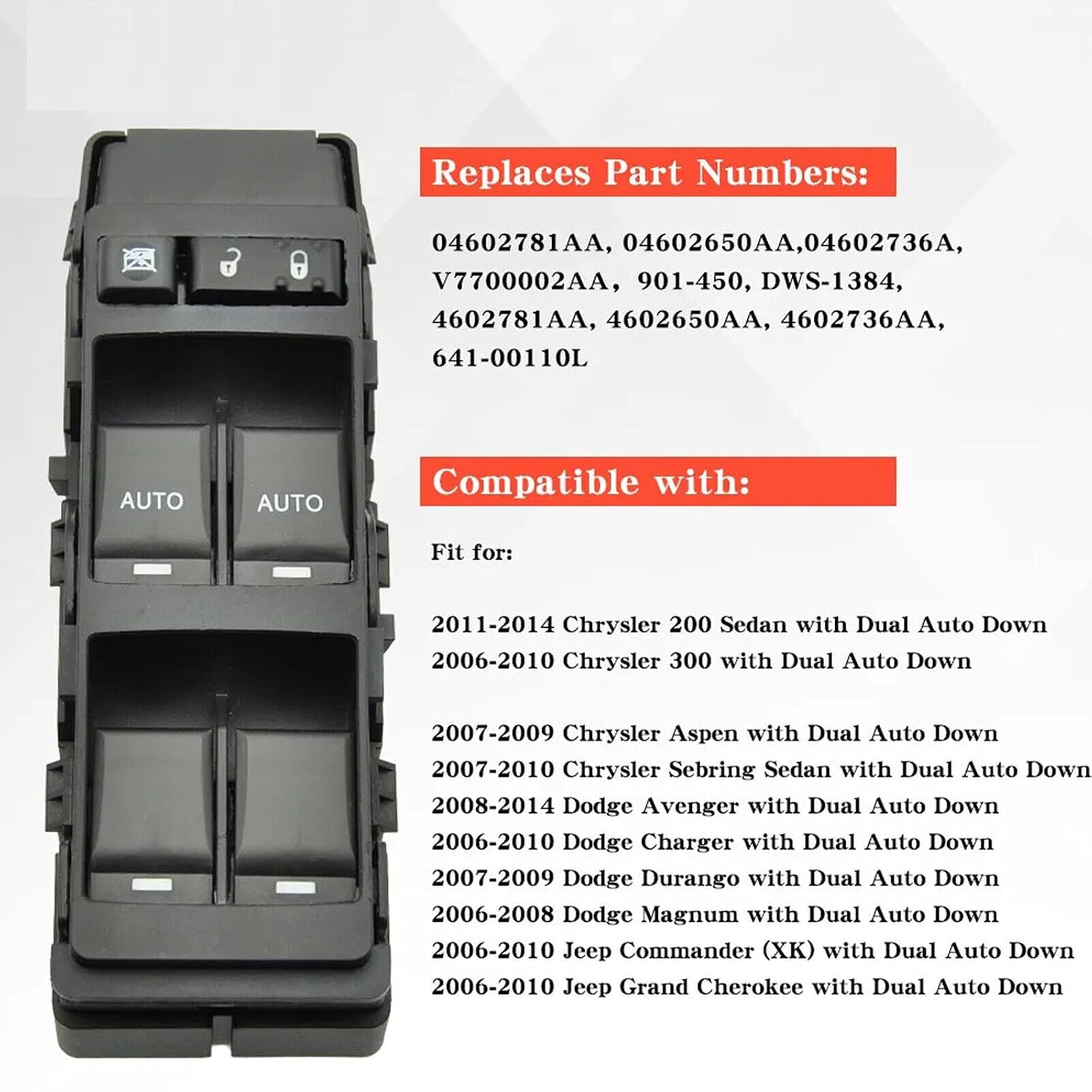 ya 6 8.24 baidi Left Driver Side Master Power Window Switch Fits for Chrysler for Dodge for Jeep 4602781AA