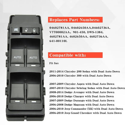 ya 6 8.24 baidi Left Driver Side Master Power Window Switch Fits for Chrysler for Dodge for Jeep 4602781AA