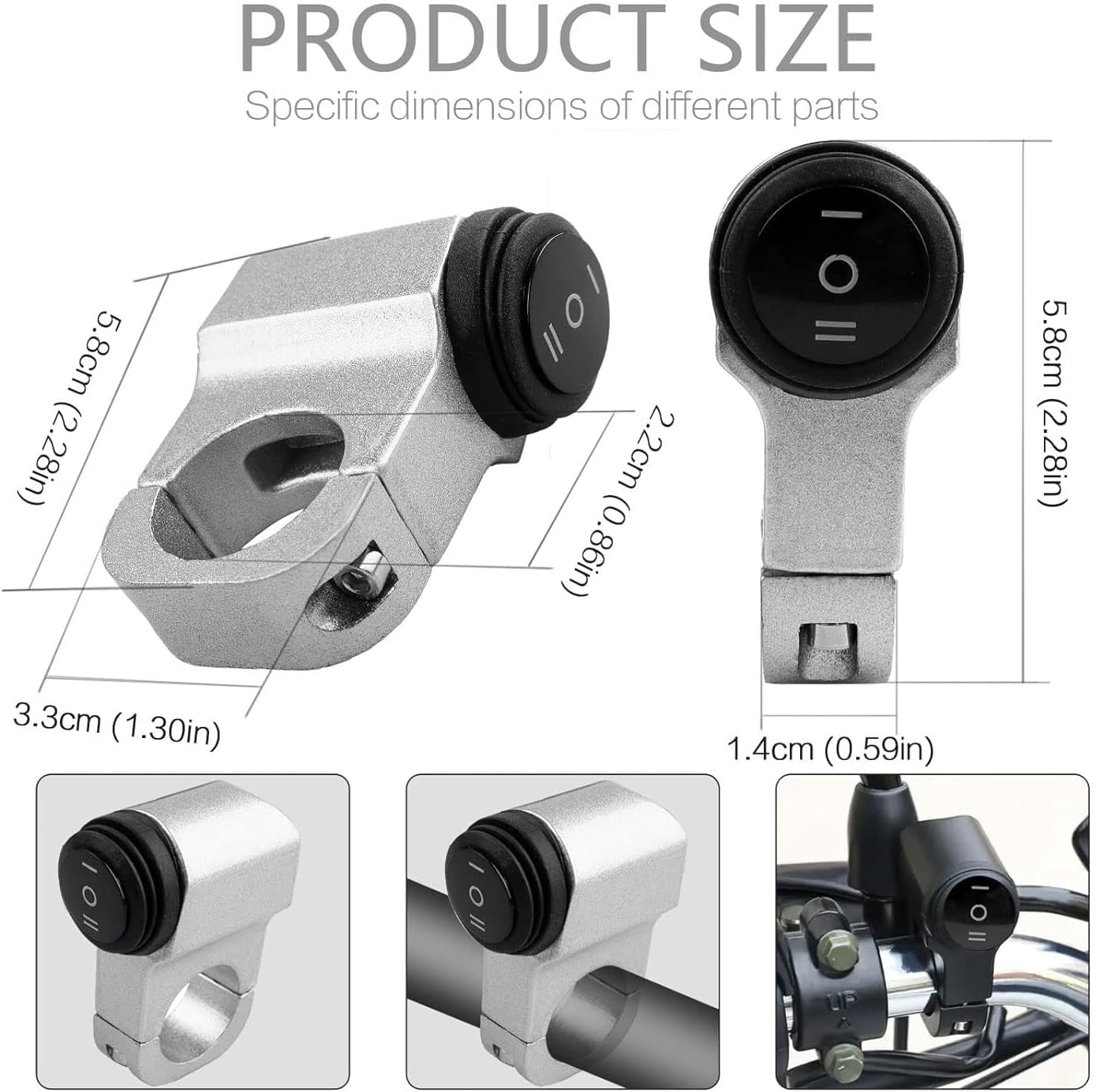 ya 4 8.24 baidi 7/8 22-23mm Handlebar On-Off-On Control CNC Craft Mounting Bracket Suits/Silver
