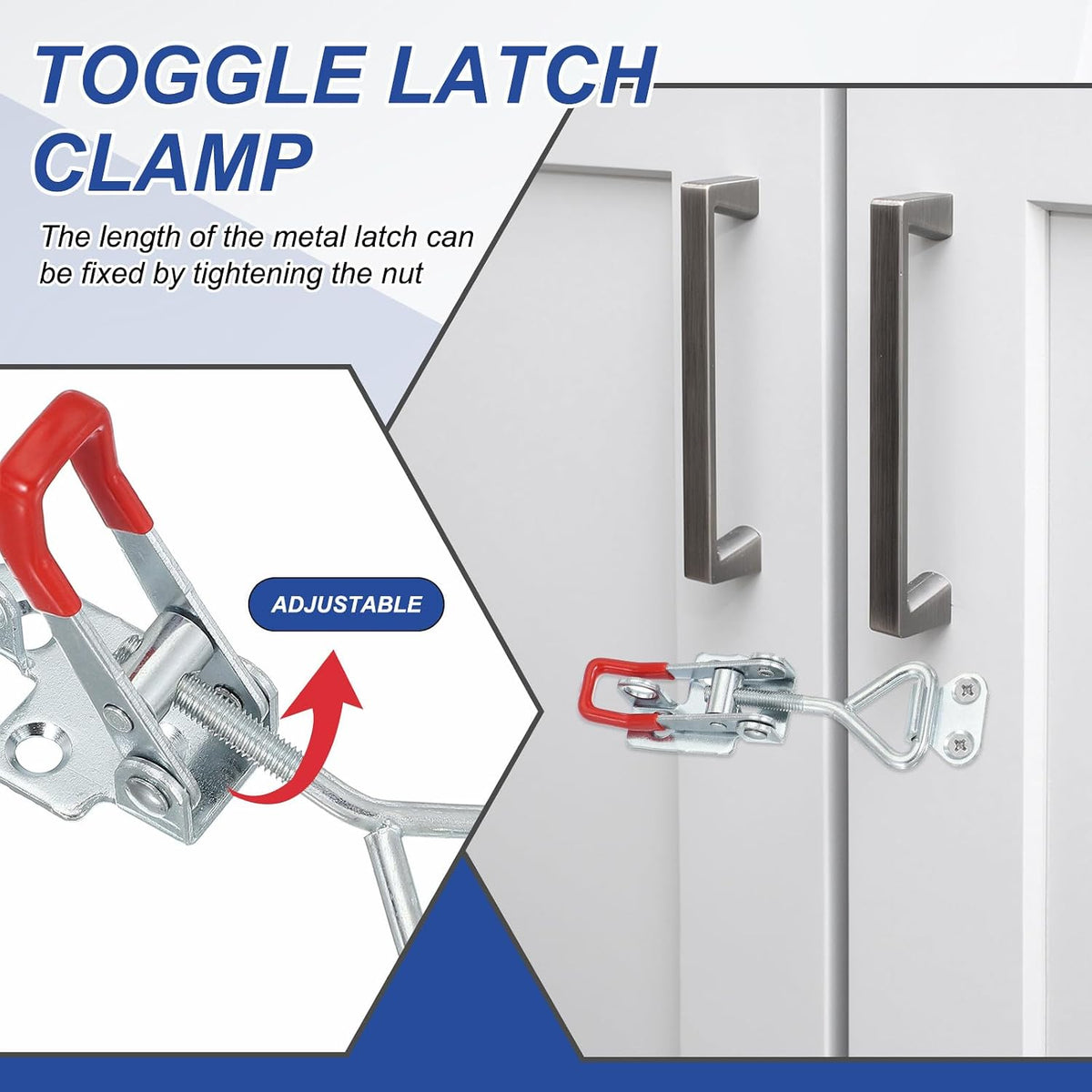 ya 26 10.21 baidi 4 Pcs Toggle Latch Clamp 4001 Carbon Steel with Lock Hole 220Lbs ing, Silver
