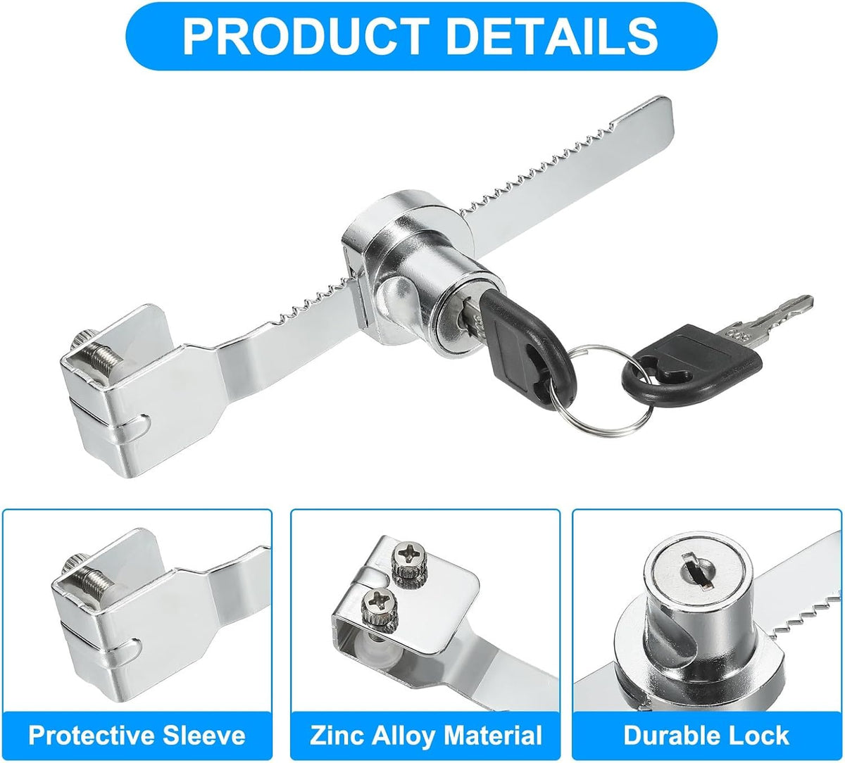ya 26 10.21 baidi Glass Cabinet Lock, 8Pcs Keyed Different Single Swing Showcase Locks, Silver-2