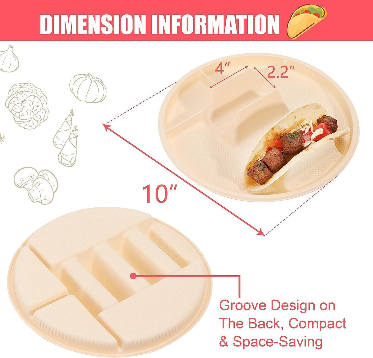 ya 14 9.20 baidi 60 Lar Disposable Burrito Trays for Parties, Tortilla Trays-1