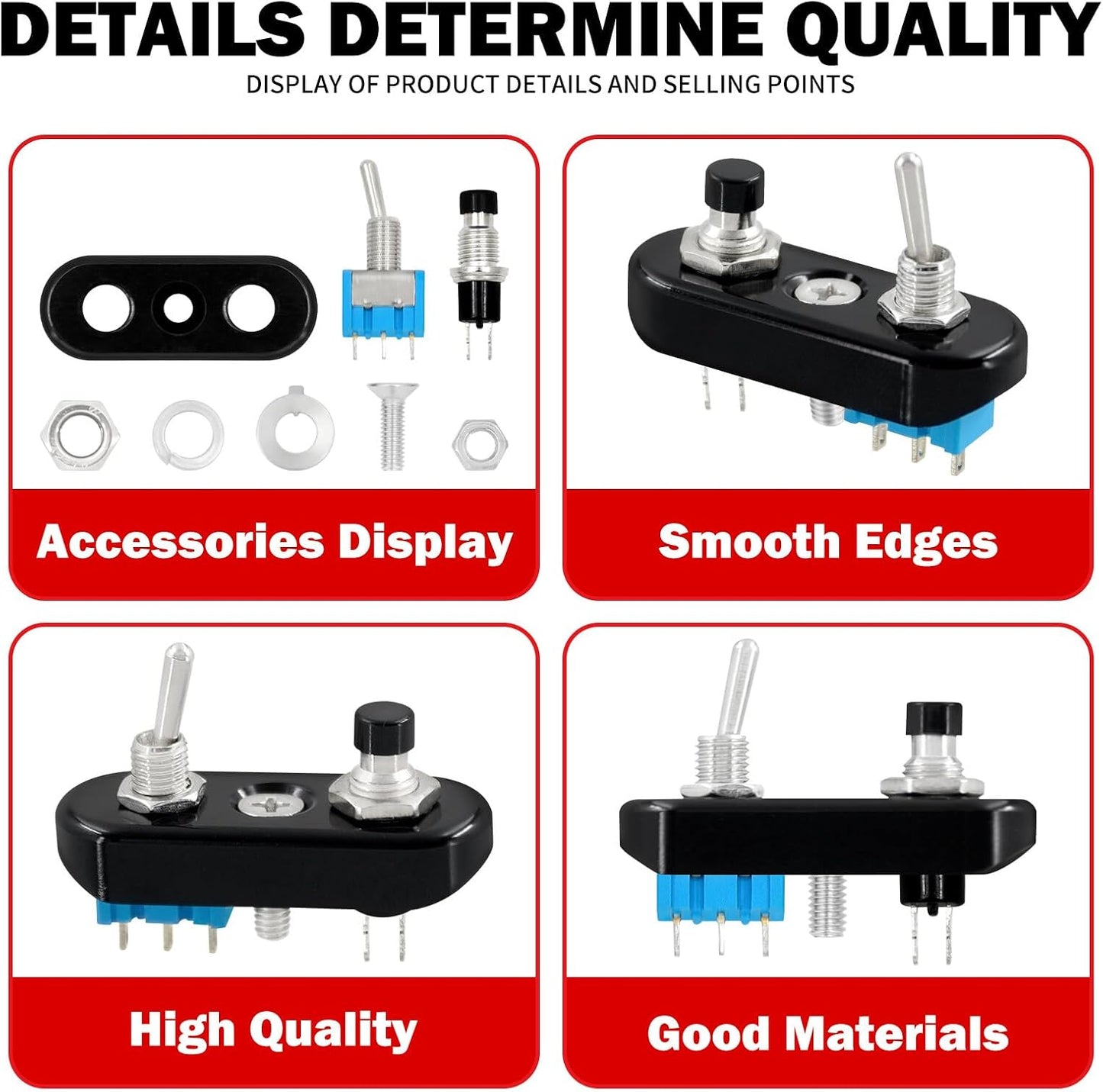ya 4 8.14 Black for Mini Control Toggle Push Switch ON/OFF Button For Universal 1 Handlebar