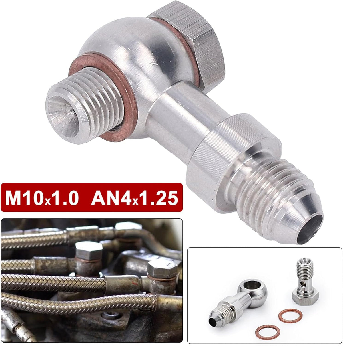 ya 4 8.14 Hot Oil Feed Banjo Bolt Kit Turbofor Charger Restrictor Part For 1 10 4G63T 4B11T