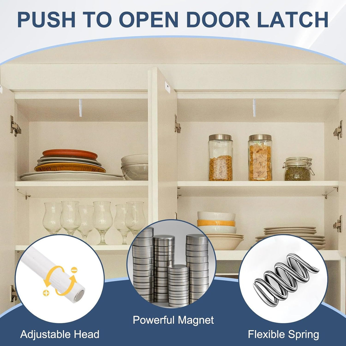 ya 26 10.21 baidi 4 Pcs Magnetic Push Latches Push to Open Door Latches Cabinet Hardware White
