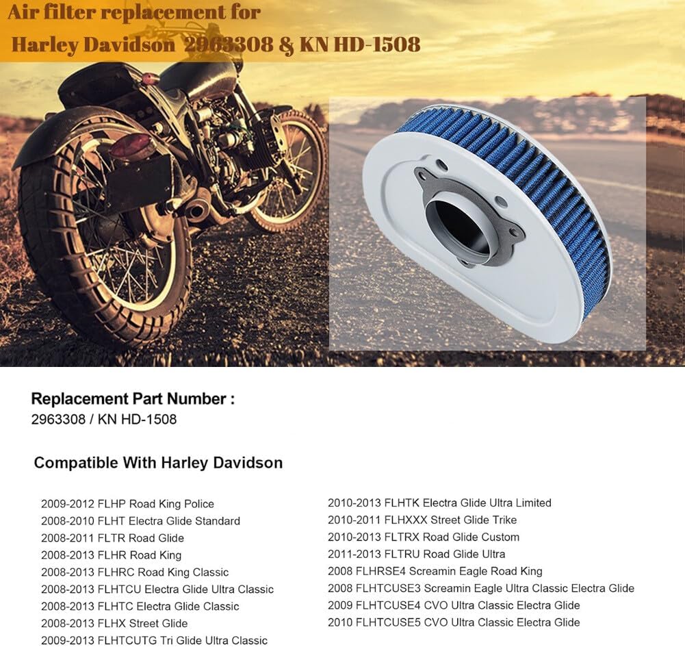 ya 4 8.8.2 Air Filter Cleaner 2963308 for Harley Road King Road Electra Glide HD1508