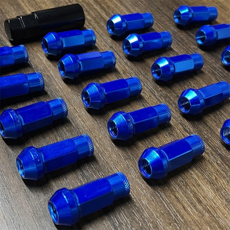 ya 10 9.16 baidi M12x1.5 Lug Nuts 48mm Steel 20 Pieces Open Wheel Nut Bolts with Socket Key Blue -