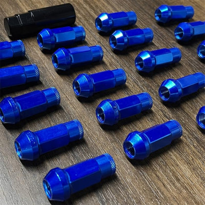 ya 10 9.16 baidi M12x1.5 Lug Nuts 48mm Steel 20 Pieces Open Wheel Nut Bolts with Socket Key Blue -