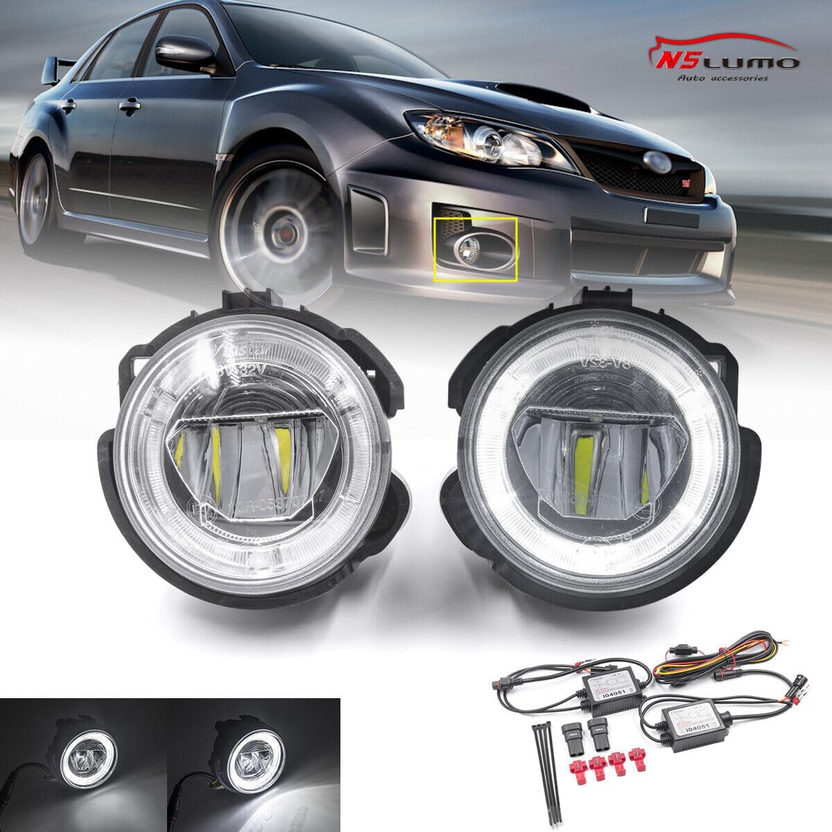 ya 7 8.24 baidi DRL Halo LED Daytime Running Fog Lights for 2008-13 for Subaru WRX STI for Forester 