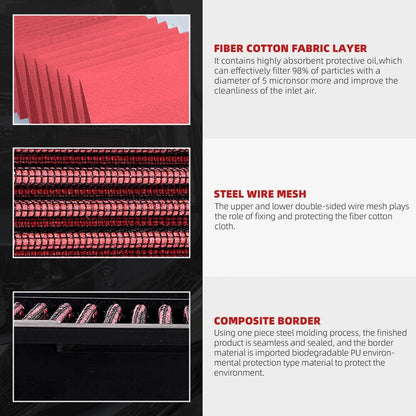 ya 13 9.15 baidi For 2012-2018 SIMING 1.8L Red Reusable & Washable High Flow Panel Air Filter