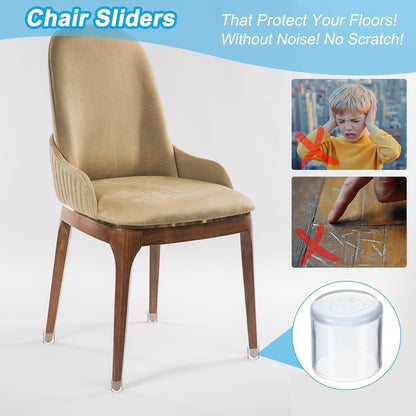 ya 26 10.21 baidi 16 Pcs Round Rubber Chair Leg Cap Tip 1, Furniture Leg, Transparent