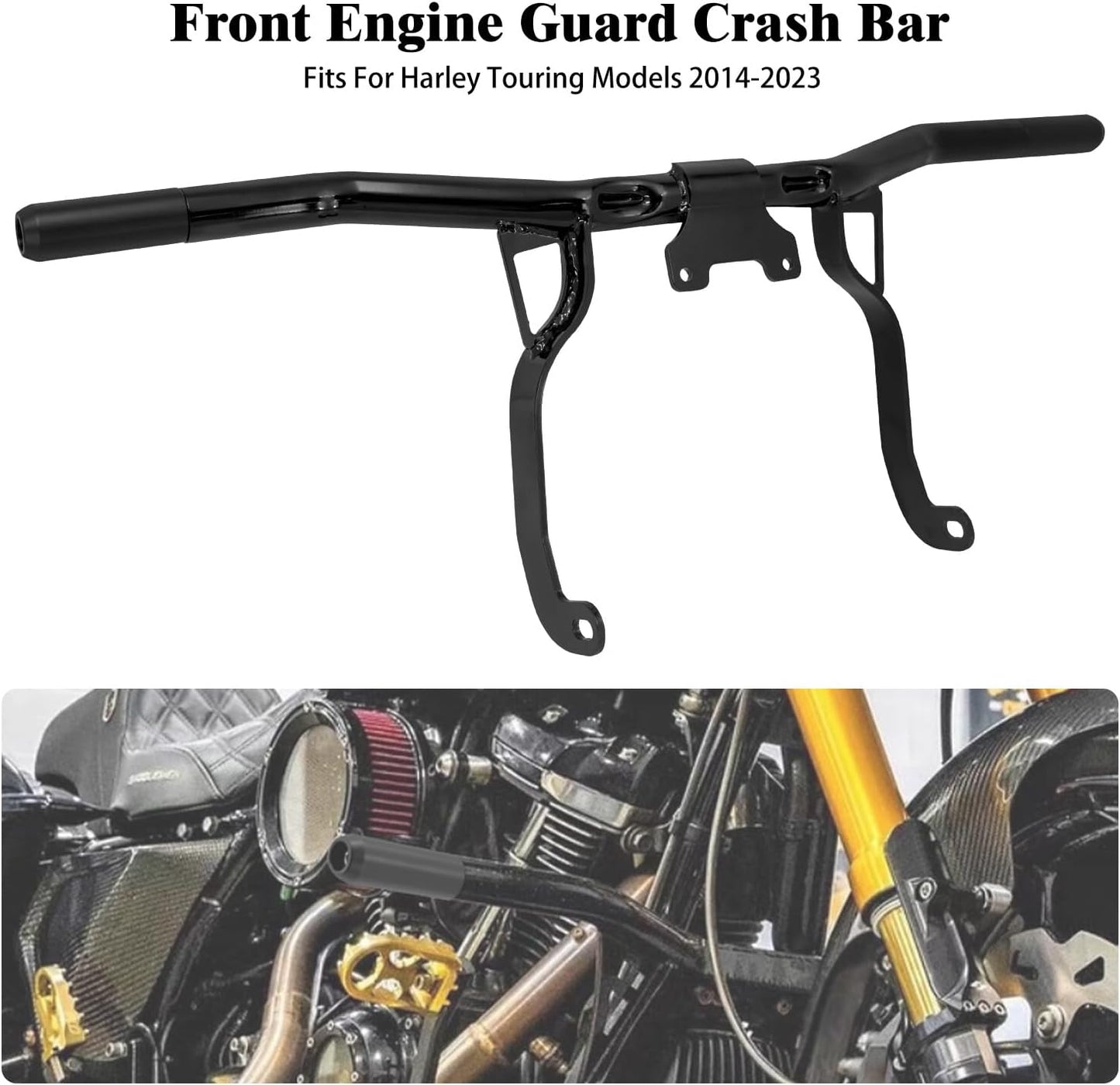 ya 5 8.24 baidi Black Front Engine Guard Crash Bars for Harley Touring Road Street Gilde 14-2023