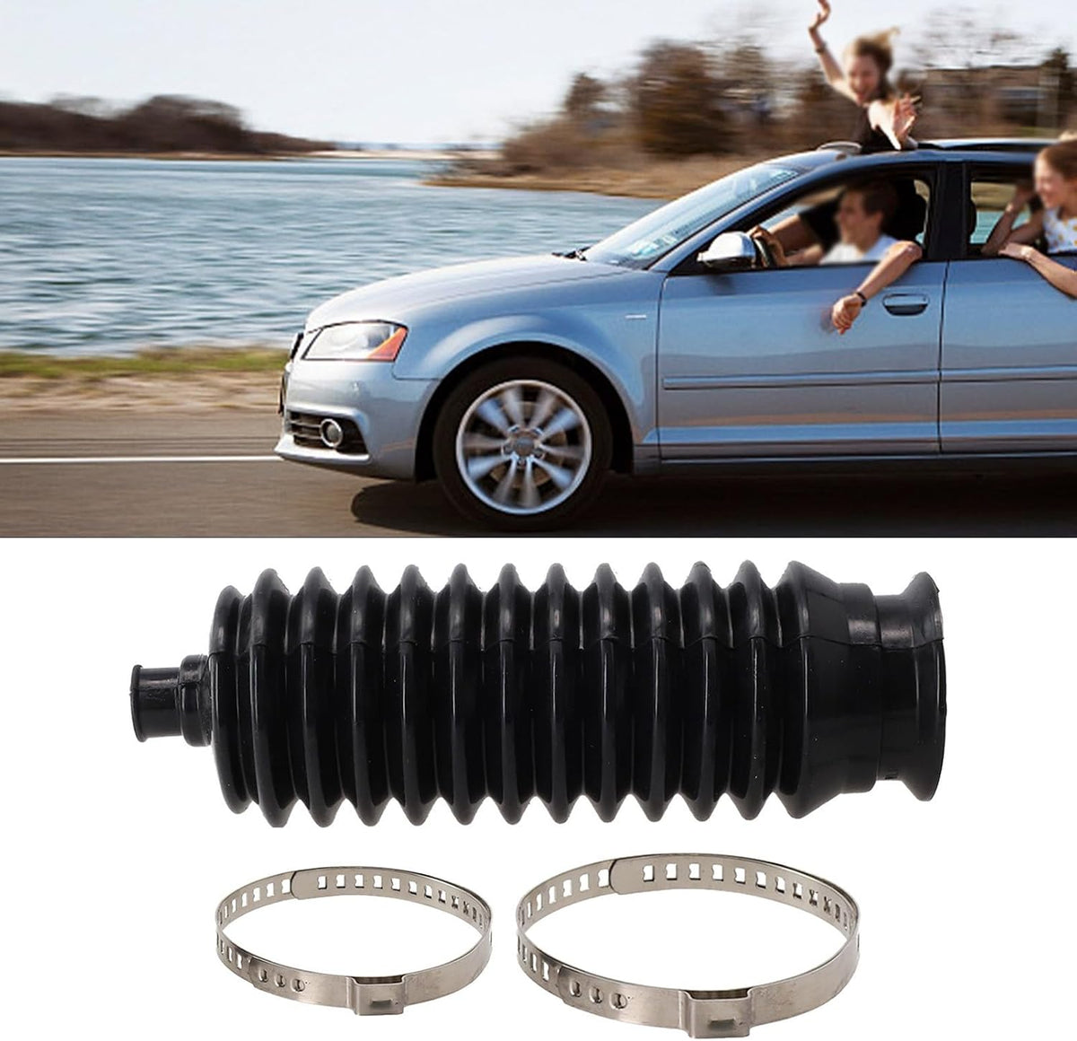 ya 4 8.10 1*Universal Silicone Steering Rack And Pinion Bellows Boot LH&RH Kit Black New