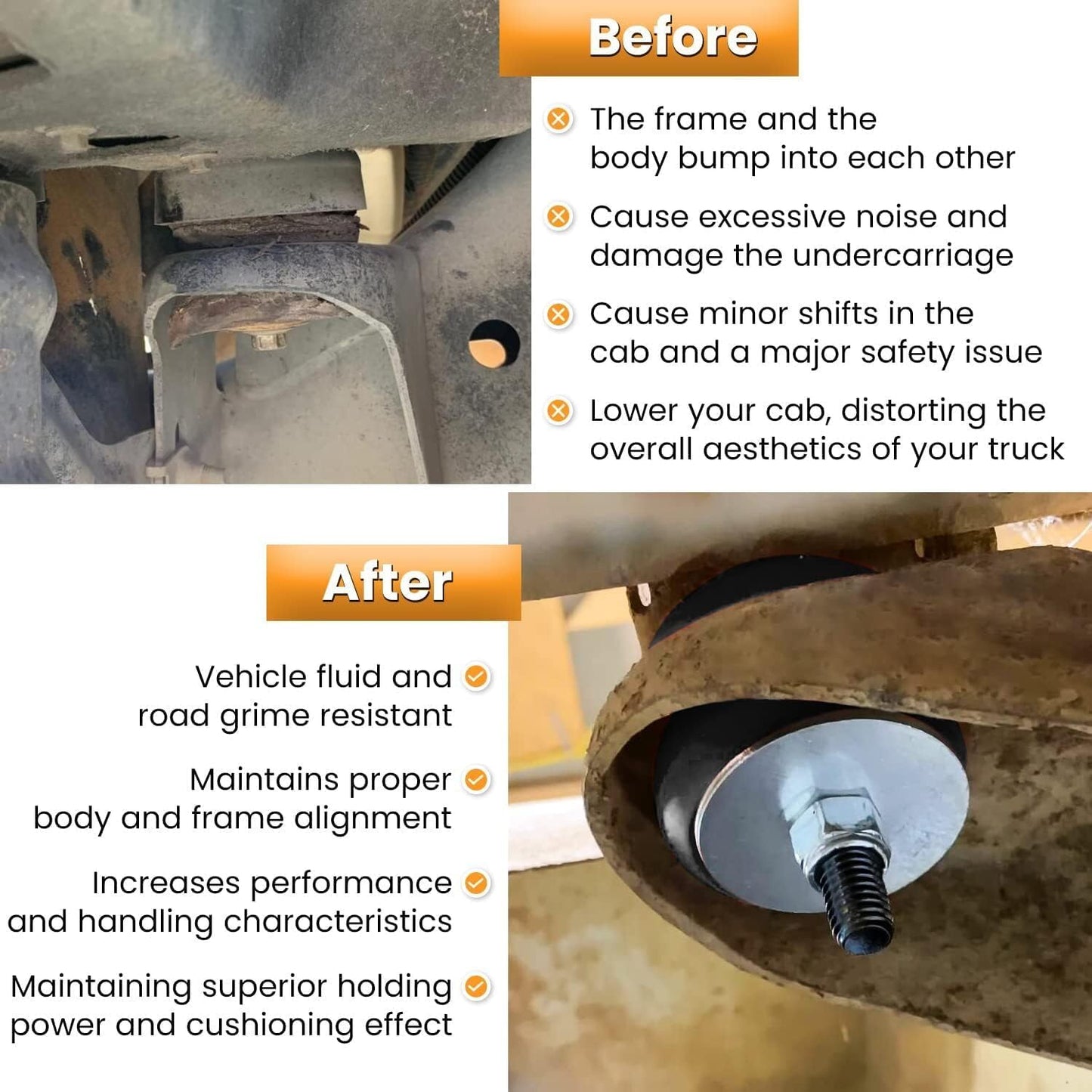 ya 2 8.15 4.4123R Body Cab Mount Bushing Kit for 1980-1998 for Ford F150 F250 F350 2WD 4WD New