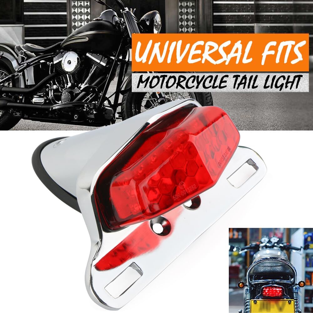 ya 4 8.14 Motorcycle 12V LED Rear Brake License Plate Tail Light Lamp for Honda Cafe Racer