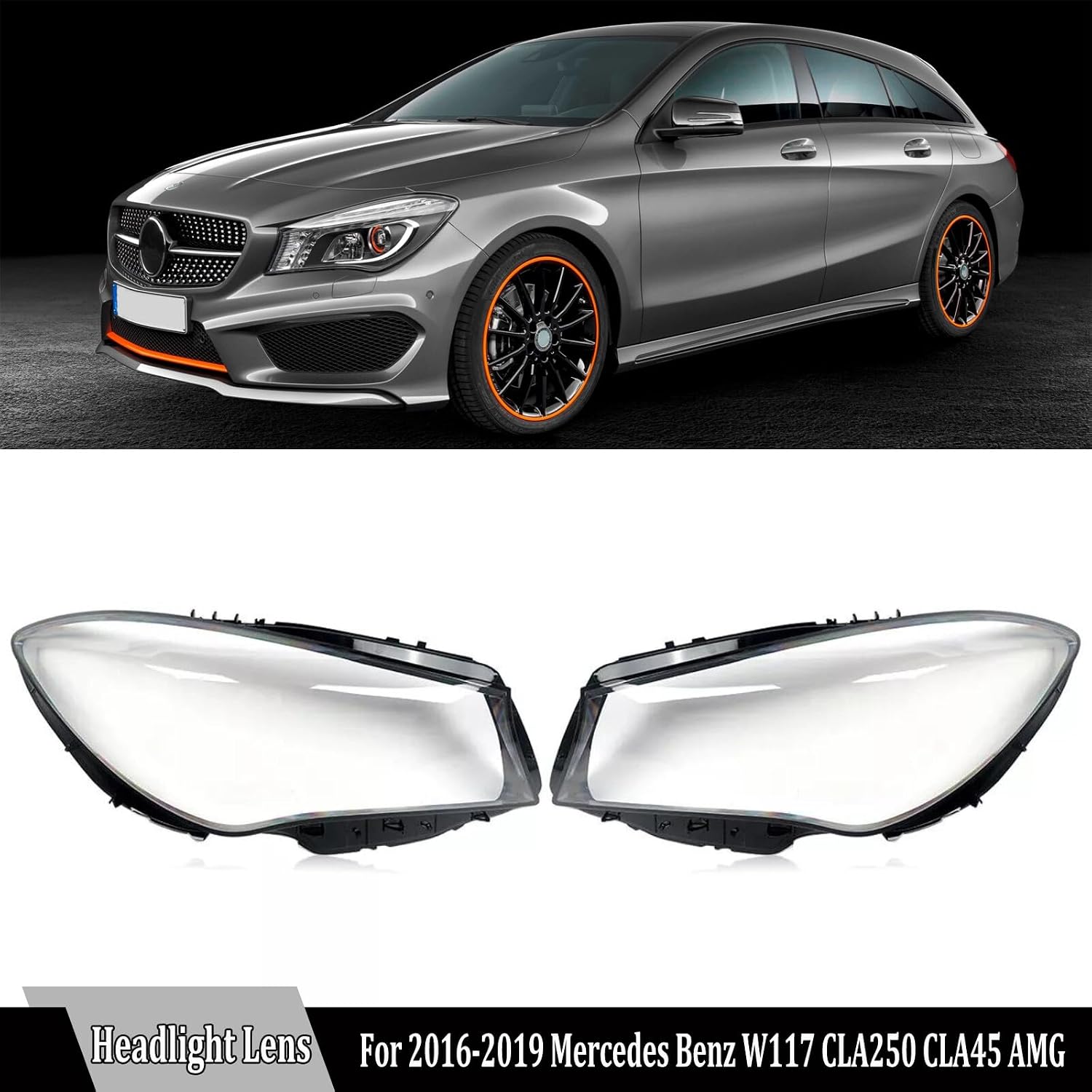 ya 7 8.24 baidi Front 2X Transparent Headlight Lens Cover for 2016-19 for Mercedes-Benz W117 CLA250 CLA45