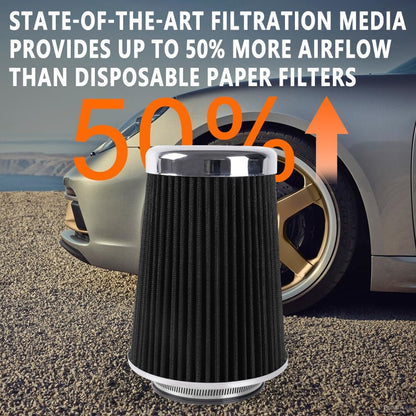 ya 13 9.15 baidi 3 3.5 4 Cold Air Intake Filter Inlet 3 Sizes in 1 9 Tall Black Universal
