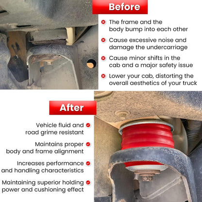 ya 2 8.15 Red Body Cab Mount Bushing Kit for 2008-2016 for Ford F250 F350 Super Duty 2WD 4WD