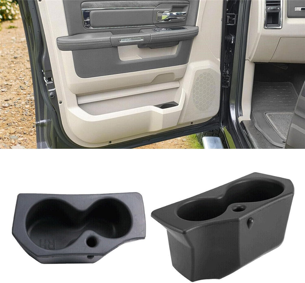 ya 9 10.24 1-Pack Left and Right Door Panel Cup Holder Inserts for Dodge for Ram 1500-5500 5NN24XXXAA-