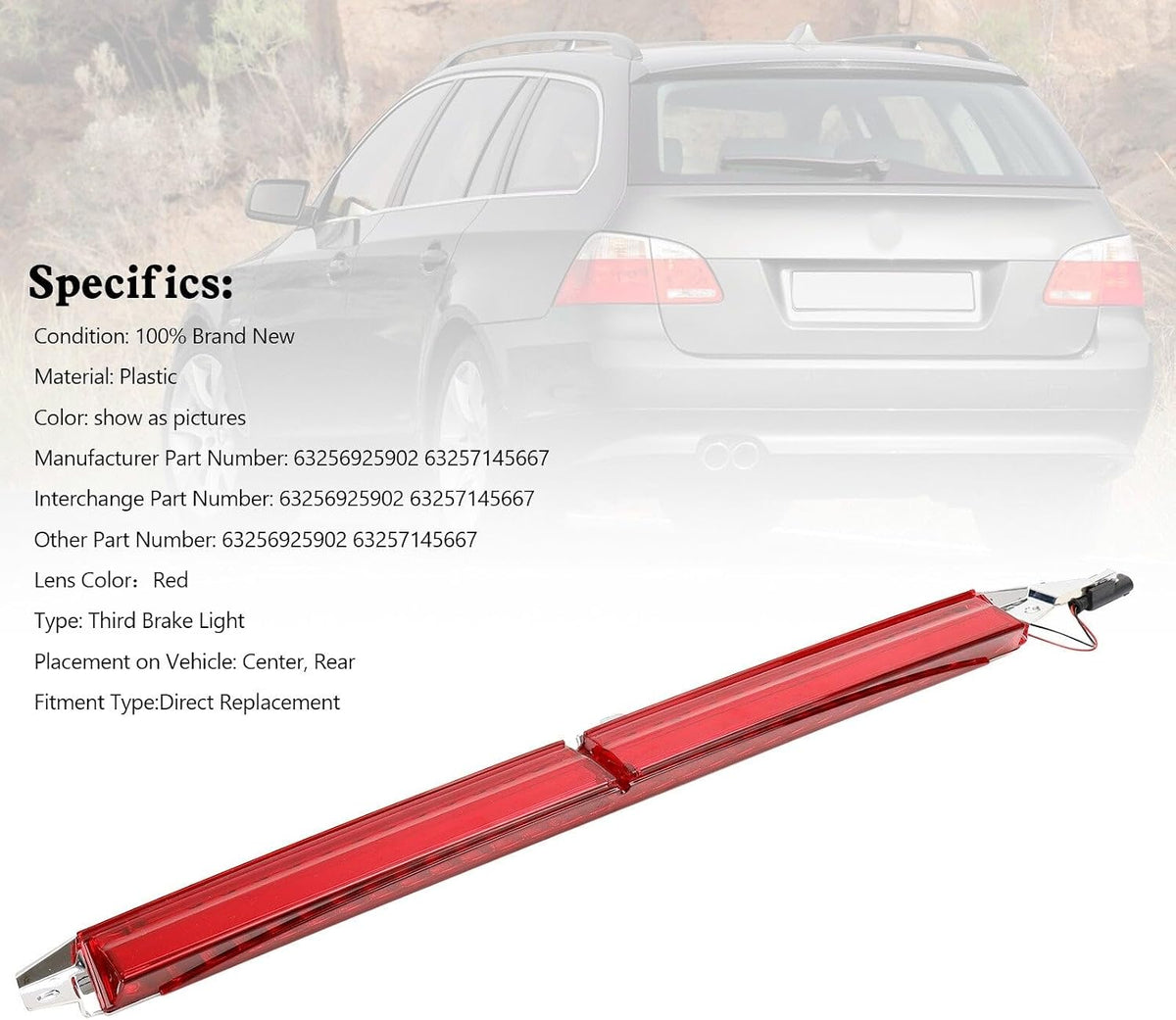 ya 14 9.20 zhengce Third Brake Light 63256925902 Red For 5 E60 E61 Facelift P1-1