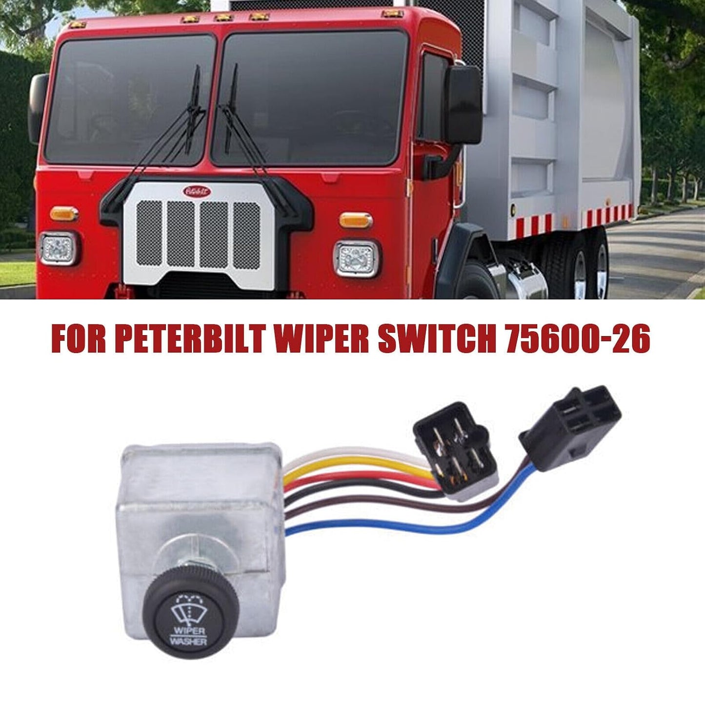 ya 6 8.14 6-Wire Wipe Switch for Peterbilt 300 Series 75600-26 577.75633 Kit at