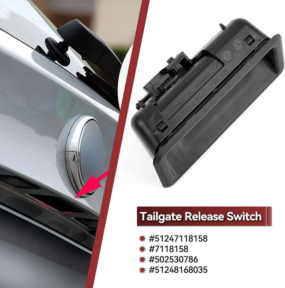 ya 4 8.10 Boot Lid Trunk Tailgate Handle for BMW E82 E88 E90 E92 E60 X1 X5 E70 51247118158