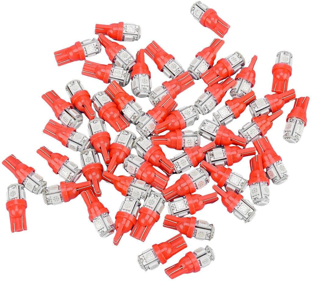 ya 4 8.14 50 Pack Super Red T10 LED Bulbs Internal Number License Plate Light Acc @