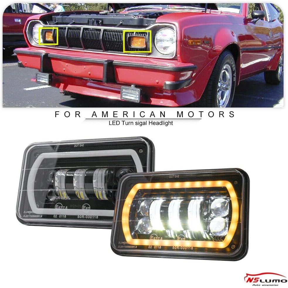 ya 7 8.24 baidi For American Motors Concord Eagle Spirit 4x6 LED Headlight Low Beam/High Beam DRL