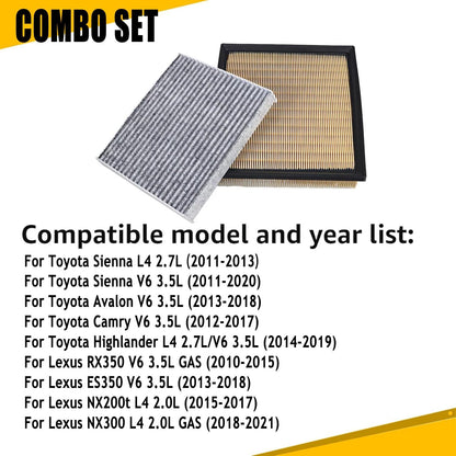 ya 23 10.7 baidi Engine and Carbon Element Compartment Air Filter for Toyota for SIENNA V6 3.5 L 2011-2020-
