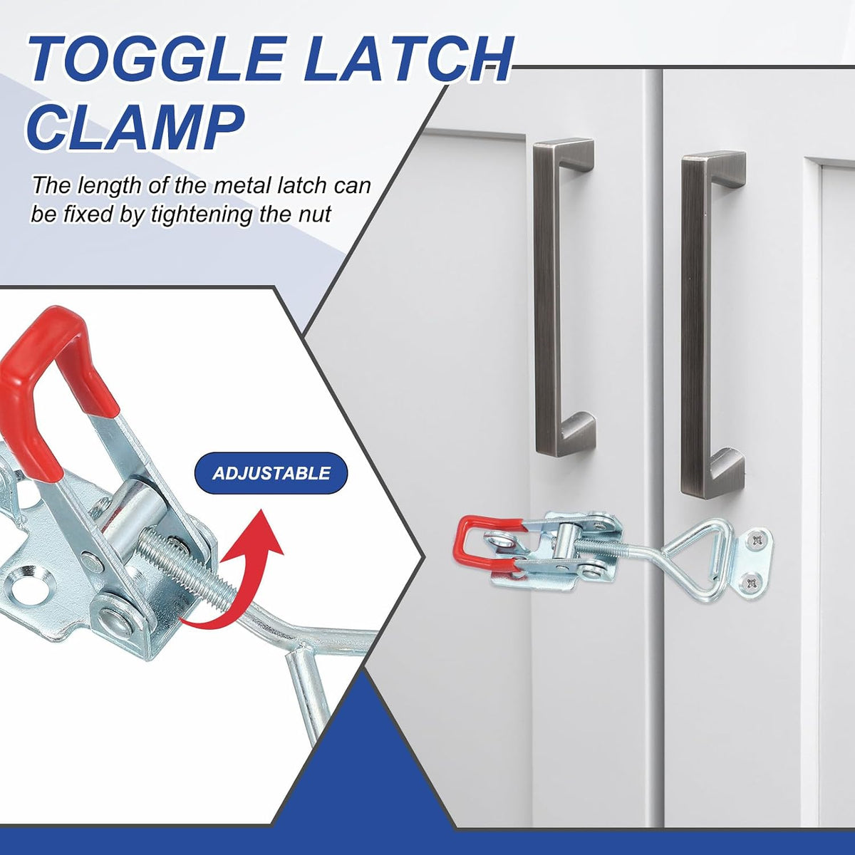 ya 26 10.21 baidi 2 Pcs Toggle Latch Clamp 4001 Carbon Steel with Lock Hole 220Lbs ing, Silver