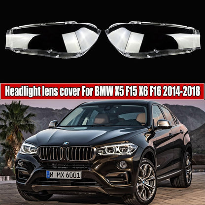 ya 4 8.10 for BMW X5 F15 F16 X6 2014-2018 Pair Headlight Headlamp Lens Cover Clear L+R