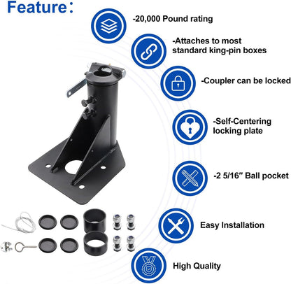 ya 5 8.24 baidi 12-17 Adjustable Fifth (5th) Wheel for Camper RV Adapter Hitch to Gooseneck