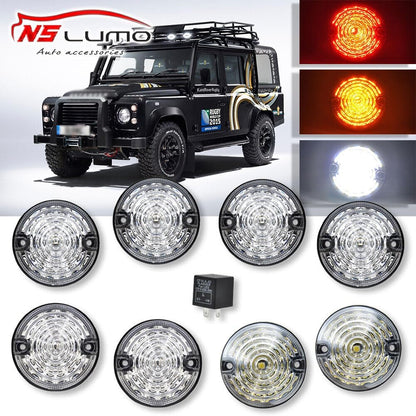 ya 7 8.24 baidi for Land Rover for Defender 90/110 Clear LED Upgrade Bulb Kit 73mm LED Style Light 