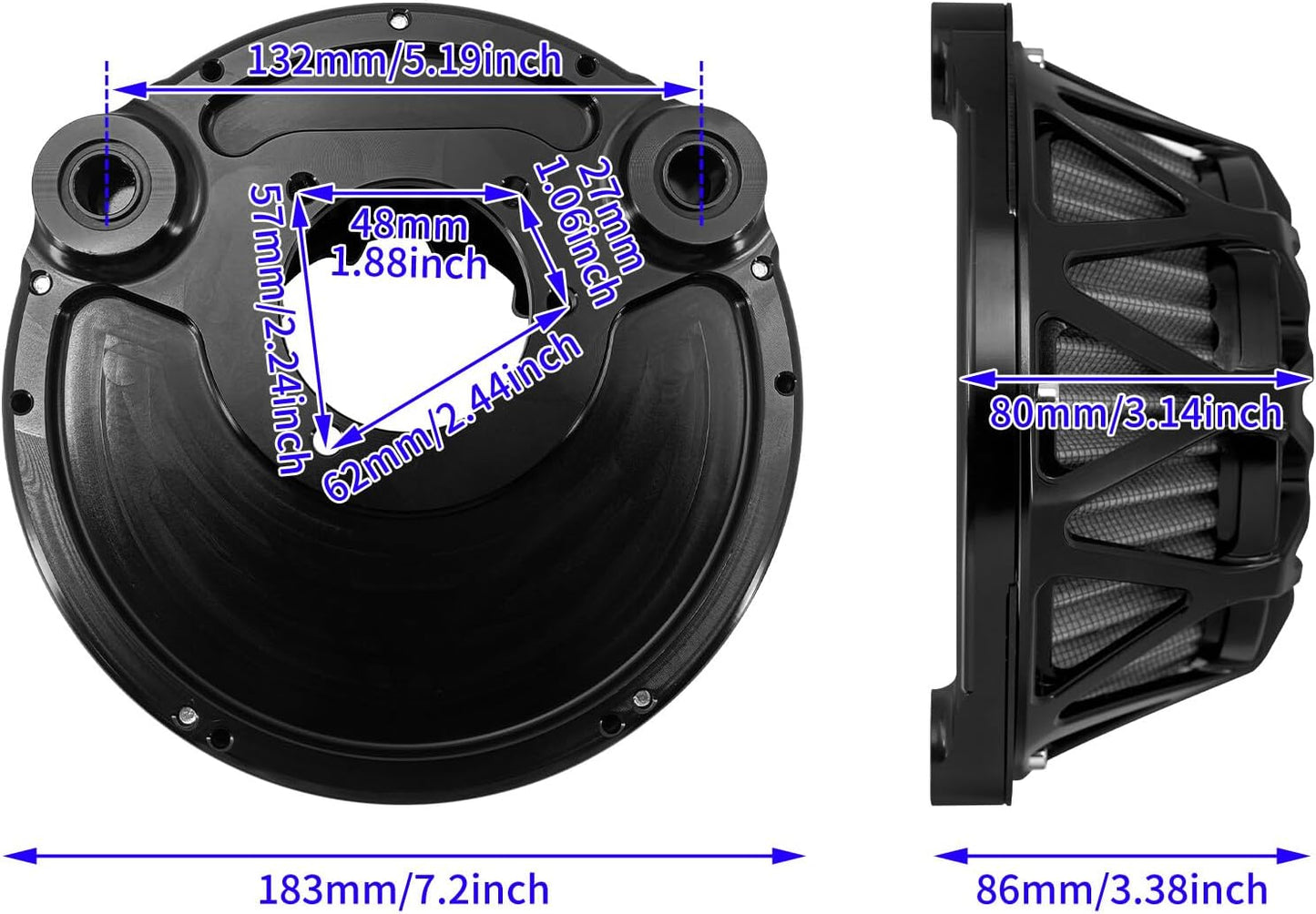 ya 5 8.10 Black Air Cleaner Filter Fits for Harley Touring 00-07 Softail 00-15 Dyna 00-17