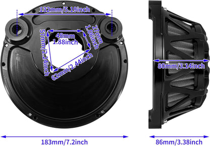 ya 5 8.10 Black Air Cleaner Filter Fits for Harley Touring 00-07 Softail 00-15 Dyna 00-17