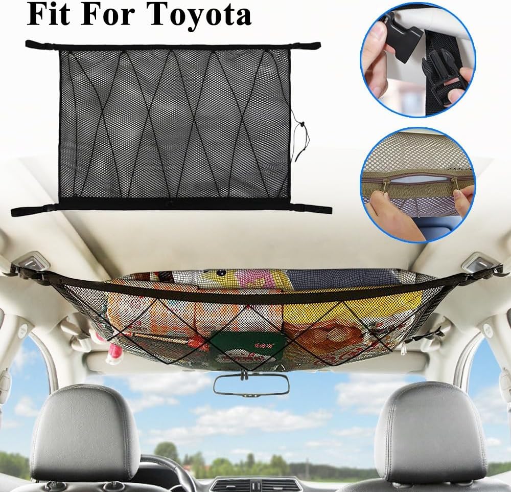 ya 2 8.24 baidi for Toyota Accessories Car Roof Top Ceiling Cargo Net Pocket Mesh Bag Organizer
