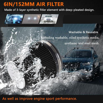 ya 13 9.15 baidi 7in Tall 6 152mm Inlet Truck Air Intake Cone Replacement Black Dry Air Filter