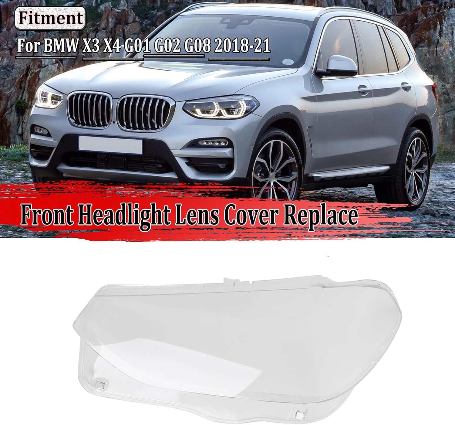 ya 7 8.24 baidi Front left headlight lens transparent #63117466131 for BMW X3 X4 G01 G02 G08 2018-2021