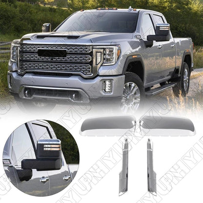 ya 4 8.14 Top&Side Mirror Cover Caps for Chevy Silverado for GMC for Sierra HD 2500 3500 2020-2023