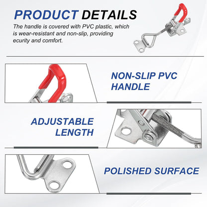 ya 26 10.21 baidi 2 Pcs Toggle Latch Clamp 4001 Stainless Steel with Hole 220Lbs ing, Silver