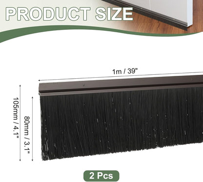 ya 26 10.21 baidi Door Sweep Brush Sweeps 3.1 Black PP Brush 39L x 4.1W -H-Shape(2 Pcs, Brown)