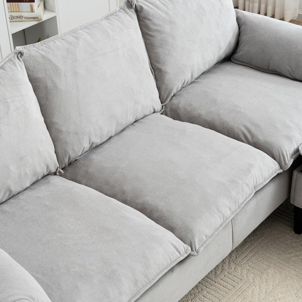 ya 28 10.13 baidi Convertible L-Shaped 3-Seater Sofa For Living Room - Storage Footstools,Gra