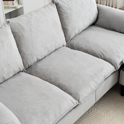 ya 28 10.13 baidi Convertible L-Shaped 3-Seater Sofa For Living Room - Storage Footstools,Gra