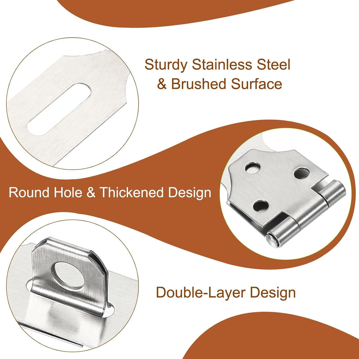 ya 26 10.21 baidi 6 Pcs 2.6 Hasp Lock Latch Stainless Steel Packlock Clasp with Screw, Silver-2